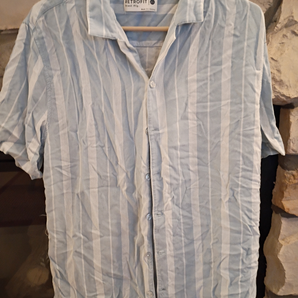 Retrofit Light Blue and White Striped Shirt